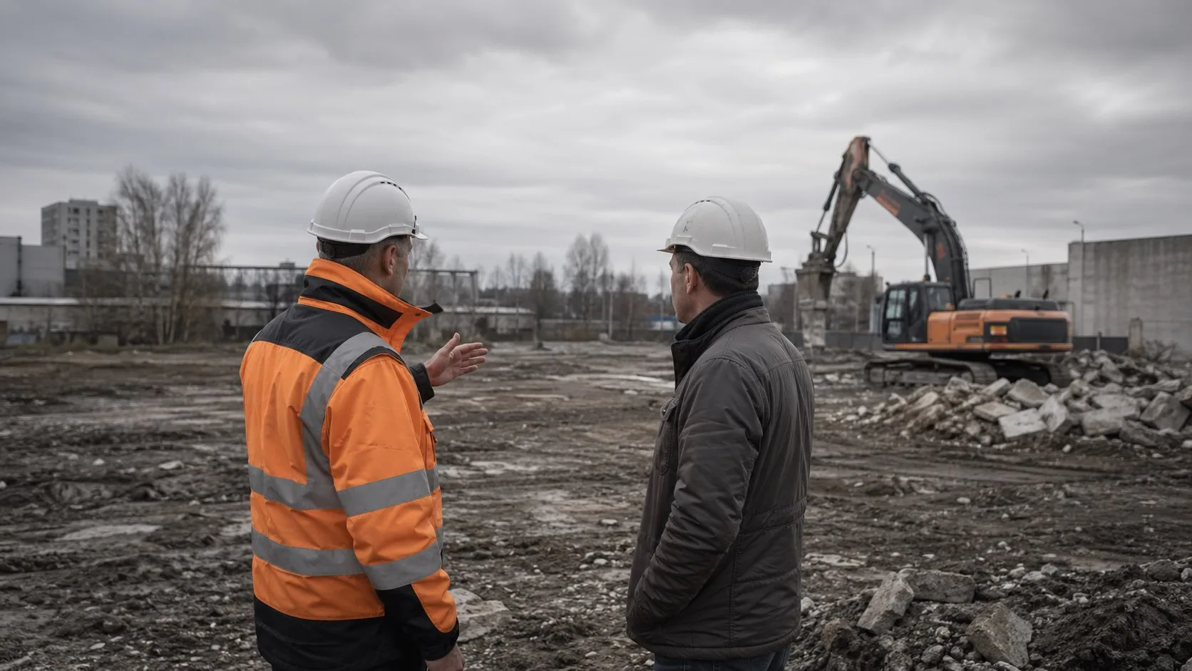 Клиент и специалист BUILDING-RB после выполненного демонтажа